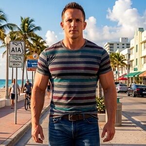 H&M Multicolor Striped Short Sleeve Tee